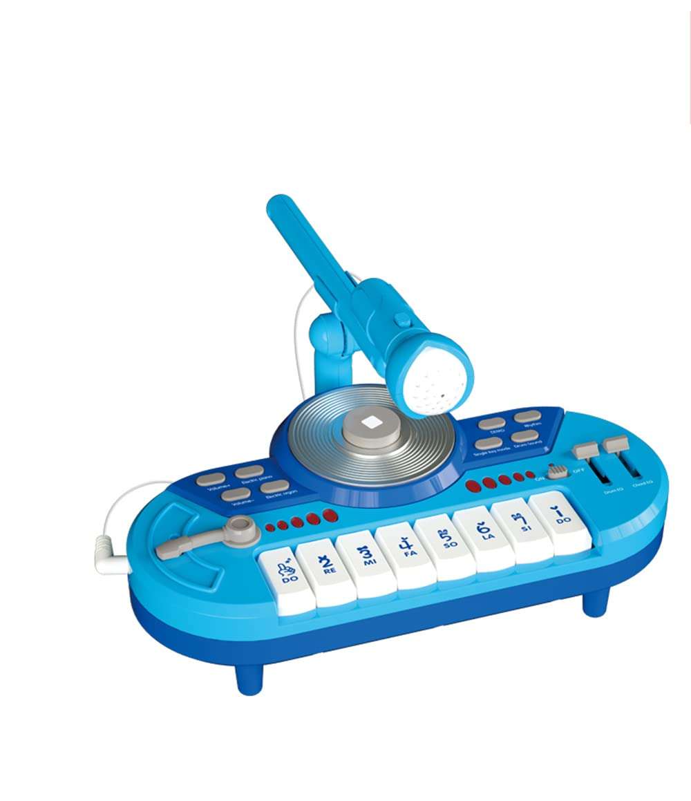 Toddler Piano Toy Keyboard 3in1multi-function Mode with Detachable Microphone, Educational Mini Piano, Drum, 4 DJ Mode Toy Gifts for Kids Boys Girls(Blue) 1