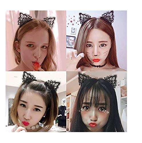 VIKSON INTERNATIONAL Sexy Lovely Women Fashion Lace Cat Ears Headband Hair Accessories Black Halloween Costume Party Cosplay Creative Gift for girls women 4