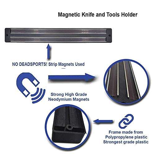 Aqtus 33cm (2 Pcs) Magnetic Knife Bar, Magnetic Knife Storage Strip, Magnet Kitchen Knife Holder, Knife Rack Strip Patti 13 Inch (Black) 6