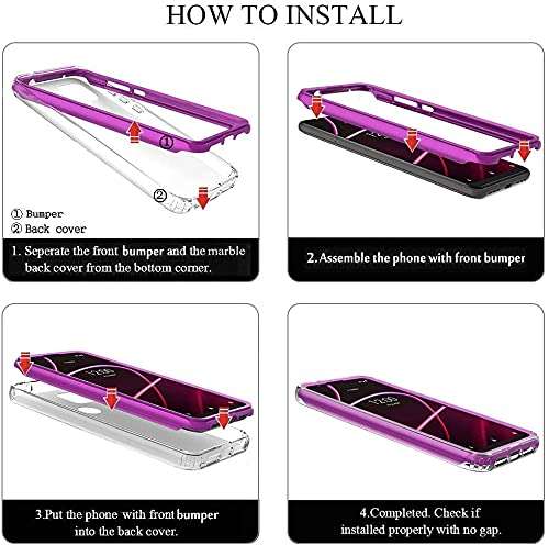 Valchinova 2 in 1 Cover for TCL Revvl 4 Plus Case Marble (T-Mobile/Metro) Soft TPU PC Bumper 360° Full Body Protect (Purple) 6