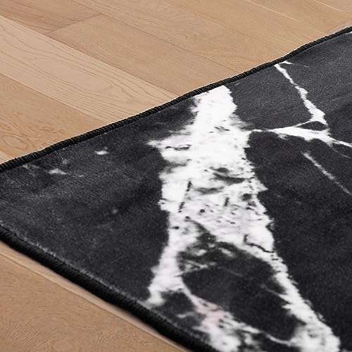 Asrug 2x8 Washable Kitchen Runner Rug, Runners for Hallways, Bathroom Runner Rugs, Modern Area Rug, Soft Low-Pile Floor Non Slip Carpet, Entryway Rugs Indoor, Mable Design Laundry Room Rug, Black 5