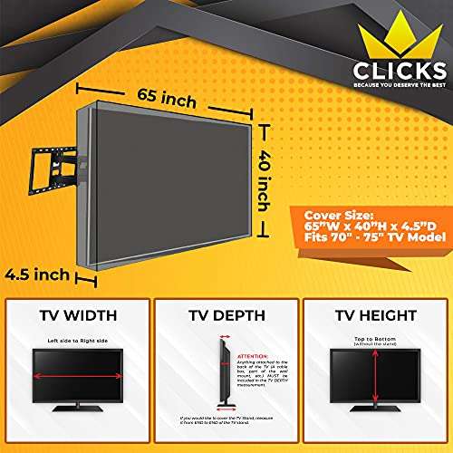 Outdoor TV Cover, Waterproof and Dustproof, Black, Size 60” - 70” 3