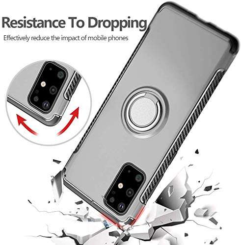 Lantier Dual Layer Rugged Armor Phone Case with Ring Holder Stand Kickstand for Cell Phone Grip Stand Magnetic Case Back Fits Magnetic Car Mount for Samsung Galaxy S20 Ultra/S11 Plus 6.9inch Black 5