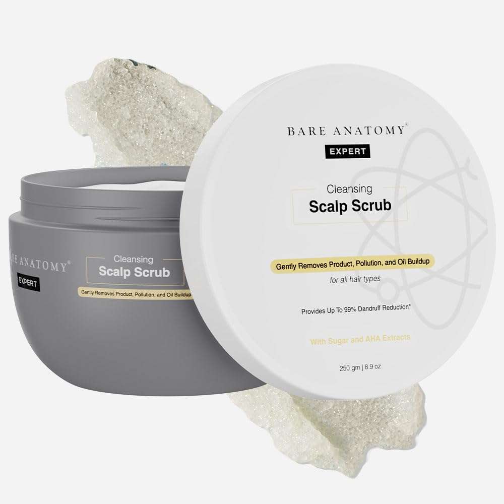 Bare Anatomy Scalp Scrub with Natural AHAs, Coconut & Sugar | Get Up To 99% Dandruff Reduction | Dandruff Remover | Oily Scalp Exfoliator Hair Scrub | Sulphate & Paraben Free | For Women & Men | 250g 1