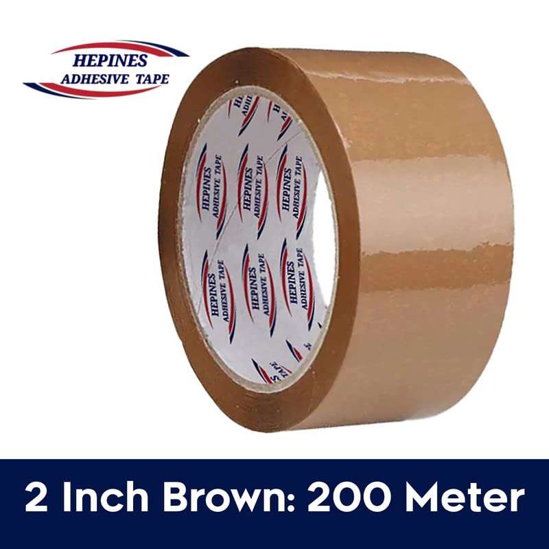 HEPINES 2 Inch 200 Meter, Pack of 2, Brown BOPP tape Self Adhesive High-Strength Packing Tape Rolls, Packaging, Industrial Tape for Home | Brown Cello tape | Office use & box Packing 2