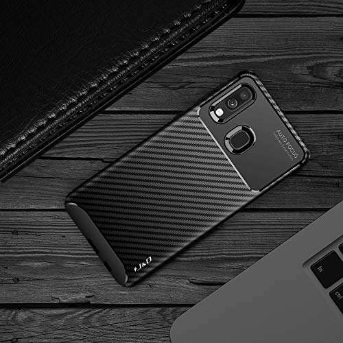 J&D Case Compatible for Galaxy A40 Case, Carbon Fiber Pattern Drop Protection Shock Resistant Protective TPU Slim and Anti-Scratch Soft Case for Samsung Galaxy A40 Bumper Case, Black 4