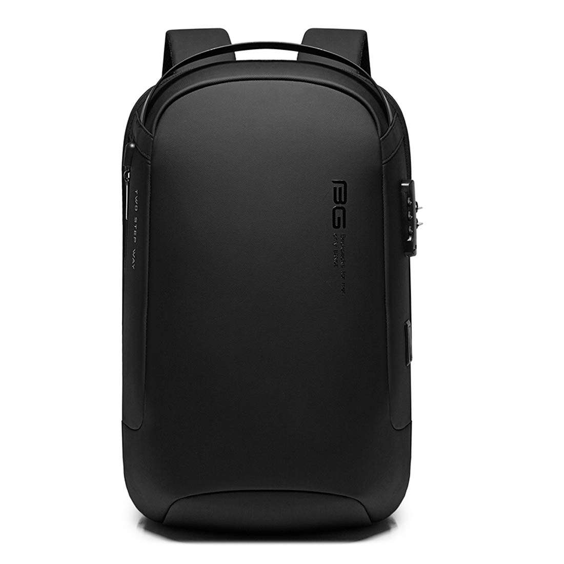 BANGE Water Resistant Anti-Theft Unisex Travel Laptop Backpack with USB Charging and Password Number Lock (Black) 1