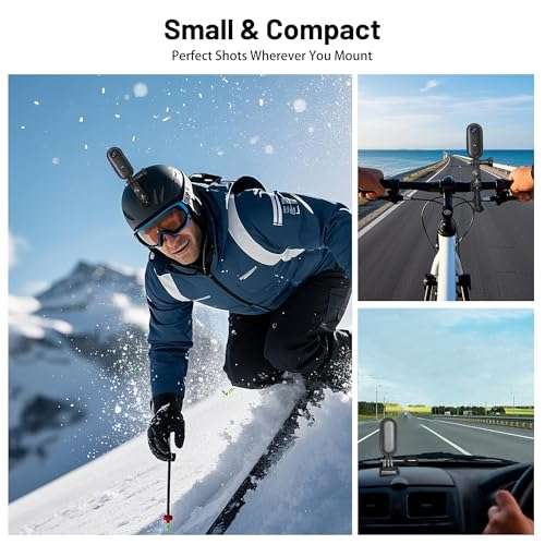 4K Mini Action Camera 128GB Thumb POV Portable Body Cam Wearable Video Recorder with IPX7 Waterproof Underwater Camcorder, Helmet Mount, Magnetic Sport DV for Bike Cycling, Pet, Vlogging(Black) 5