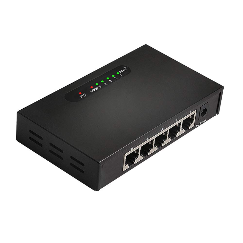 Gigabit Ethernet Switch 5 Ports Network hubs and switches, Full 1000M Gigabit unmanaged Metal Desktop Switch, Home Campus Office Plug and Play Network Splitter