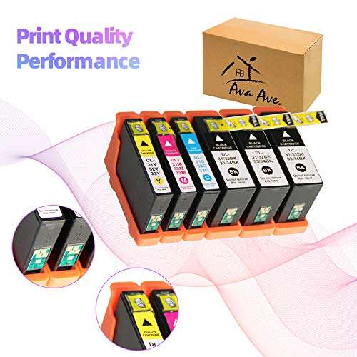 Compatible Dell v525w Ink Cartridges Replacement for Dell Series 31 32 33 34 Ink Cartridges Work for Dell V525W, V725W, All-in-One Wireless Inkjet Printer 4
