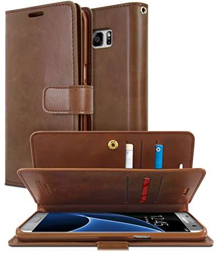 GOOSPERY Rich Wallet for Samsung Galaxy S7 Edge Case (2016) Extra Card Slots Leather Flip Cover (Hot Pink) 1