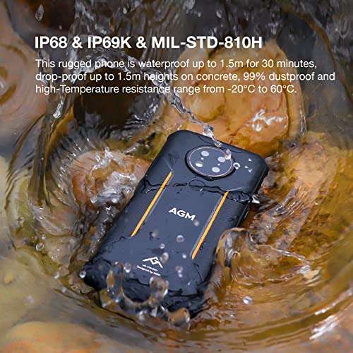 AGM Smartphone Unlocked, Rugged Android Phone w/IR Night Camera 13MP, 4G LTE Dual SIM, 4GB+64GB, 5.7" HD in-Cell Screen, 5400mAh, 100dB Loud Speaker, Waterproof Phone w/Fingerprint/Face ID/GPS/NFC 5