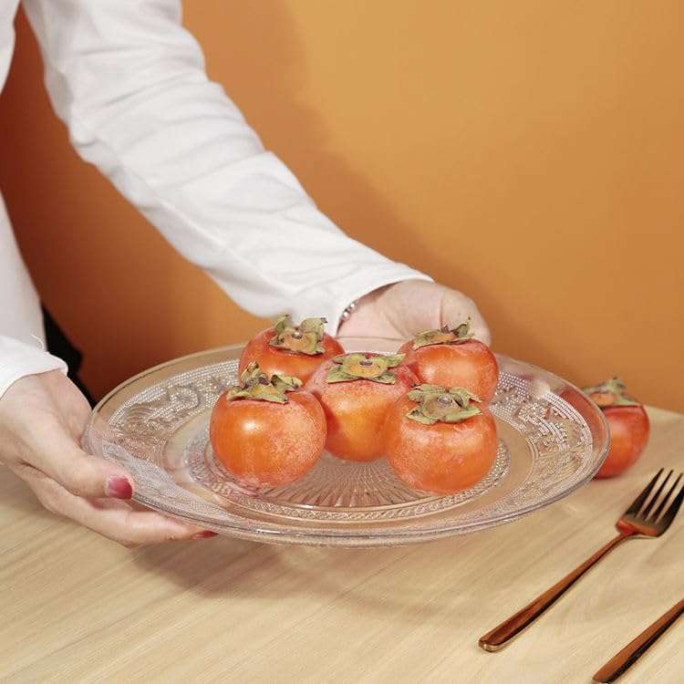 bellemax Plate Set of 4 pcs Bead Rim Decorative 6 inch Crystal Clear Glass Plate- Dry Fruits Sweets Chocolate Snack Plate for Dining,Catering Event, Dinner Parties,Wedding Dinner Plate (BX-09) 4