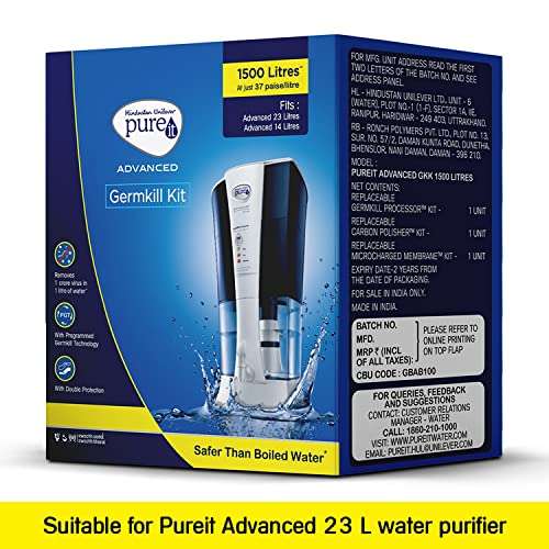 HUL Pureit Germkill kit for Advanced 23 L Water Purifier - 1500 L Capacity, Sand, Multicolour 2