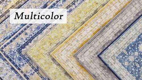 Carvapet Boho Runner Rugs for Hallway - 2x7 Washable Vintage Floral with Rubber Backing Non-Slip, Throw Carpet Runners for Hallways,Bedroom,or Laundry Room(2x7,Grey & Yellow) 6