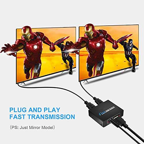 Microware HDMI Splitter 1X2 split one HDMI input to 2 HDMI output with power supply 6