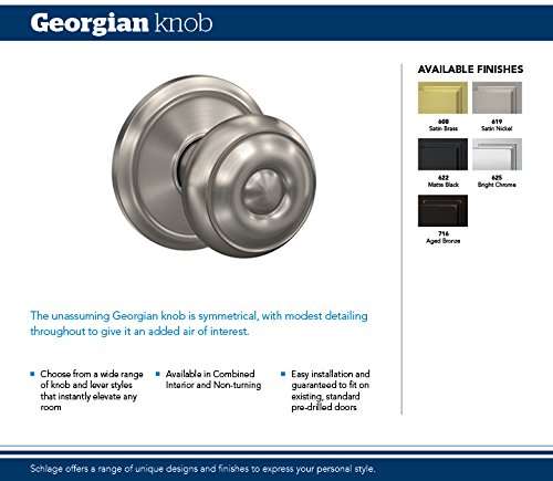 Schlage Custom FC21 GEO 622 CAM Georgian Knob with Camelot Trim Hall-Closet and Bed-Bath Lock, Matte Black 3