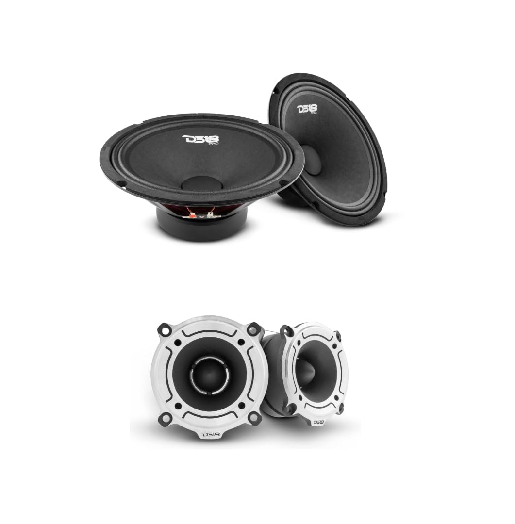 DS18 Audio Upgrade Bundle - 2X 10 Midrange Loudspeakers + 2X Super Tweeters - Elevate Your Car Stereo Sound System with Power and Precision
