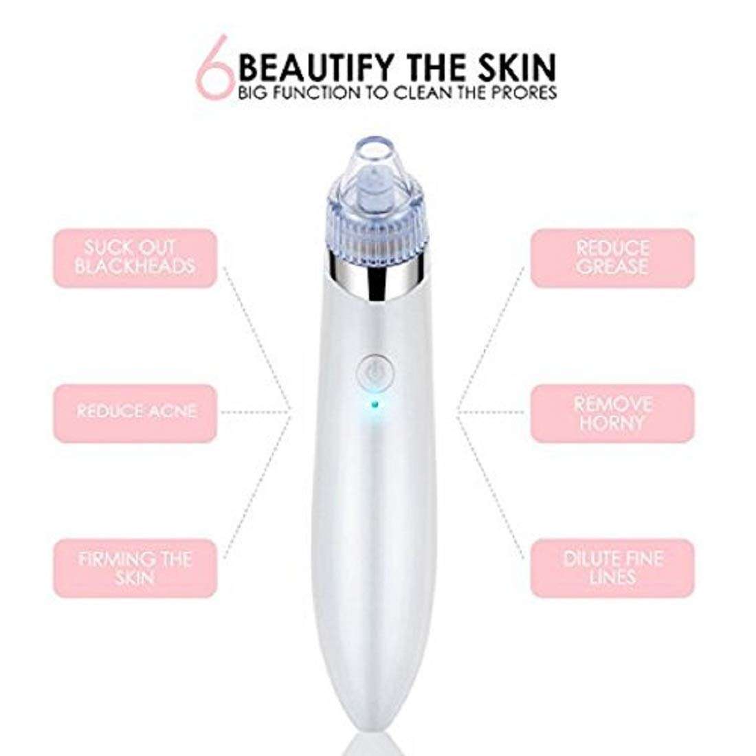 SARJUDAS ENTERPRISE Electric Microdermabrasion Derma Suction Blackhead Cleaning Remover Vacuum Tool Machine for Pimple Sucker and Facial Cleanser Device for Pores Acne Nose Skin (White) 4