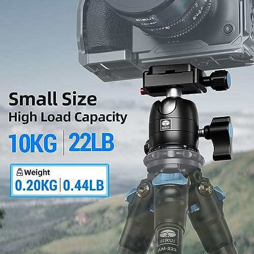 SIRUI Camera Tripod Ball Head, 10KG/22.05lbs Loading Capacity, 360°Panning Base, Aluminum Build Quality, Safety Lock, Universal Mounting Plate for Easy Attachment (B-00K Ball Head) (B-00K) 3