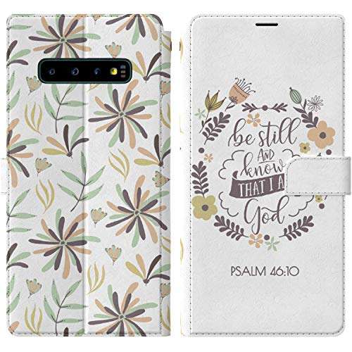 Mertak Wallet Case Compatible with Samsung Galaxy Note 20 Ultra S21 Plus S20 A70 S10 Psalm 46:10 Faith Bible Verse Wildflowers Lightweight Card Holder PU Leather Protective Slim Folio Quote Be Still 2