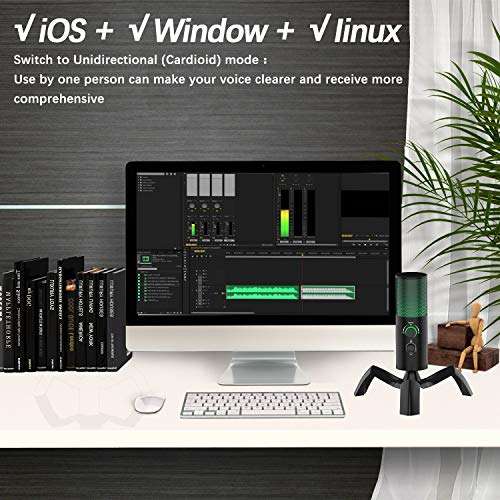 VIMVIP USB Microphone for Computer, USB Condenser Microphone PC Gaming MIC for Recording & Streaming with Mute Button, Headphone Jack, 2 Pickup Patterns 3