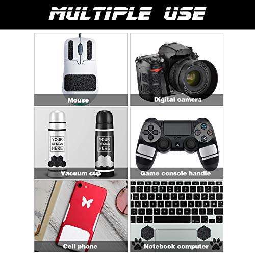 6 Pieces Grip Phone Stickers Non-Slip Cell Phone Grip Tape Rubber Textured Adhesive Traction Grip Decal Stickers for Phones Tablet Computer Gaming, Black and White 6