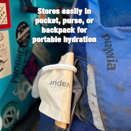 Vapur Collapsible Water Bottle With Carabiner, Compact Bottle Folds Flat For Hydration On The Go, Ideal for Traveling, Hiking or Camping, 34 Ounce, Blue, Pack of 1 2