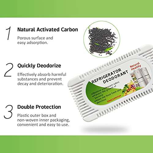 Refrigerator Deodorizer(4 pack), Fridge and Freezer Odor Eliminator, Activated Carbon Smell Remover and Moisture Absorber 5