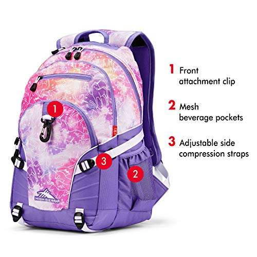High Sierra Loop Backpack, Travel, or Work Bookbag with tablet sleeve, One Size, Unicorn Clouds/Lavender/White 2