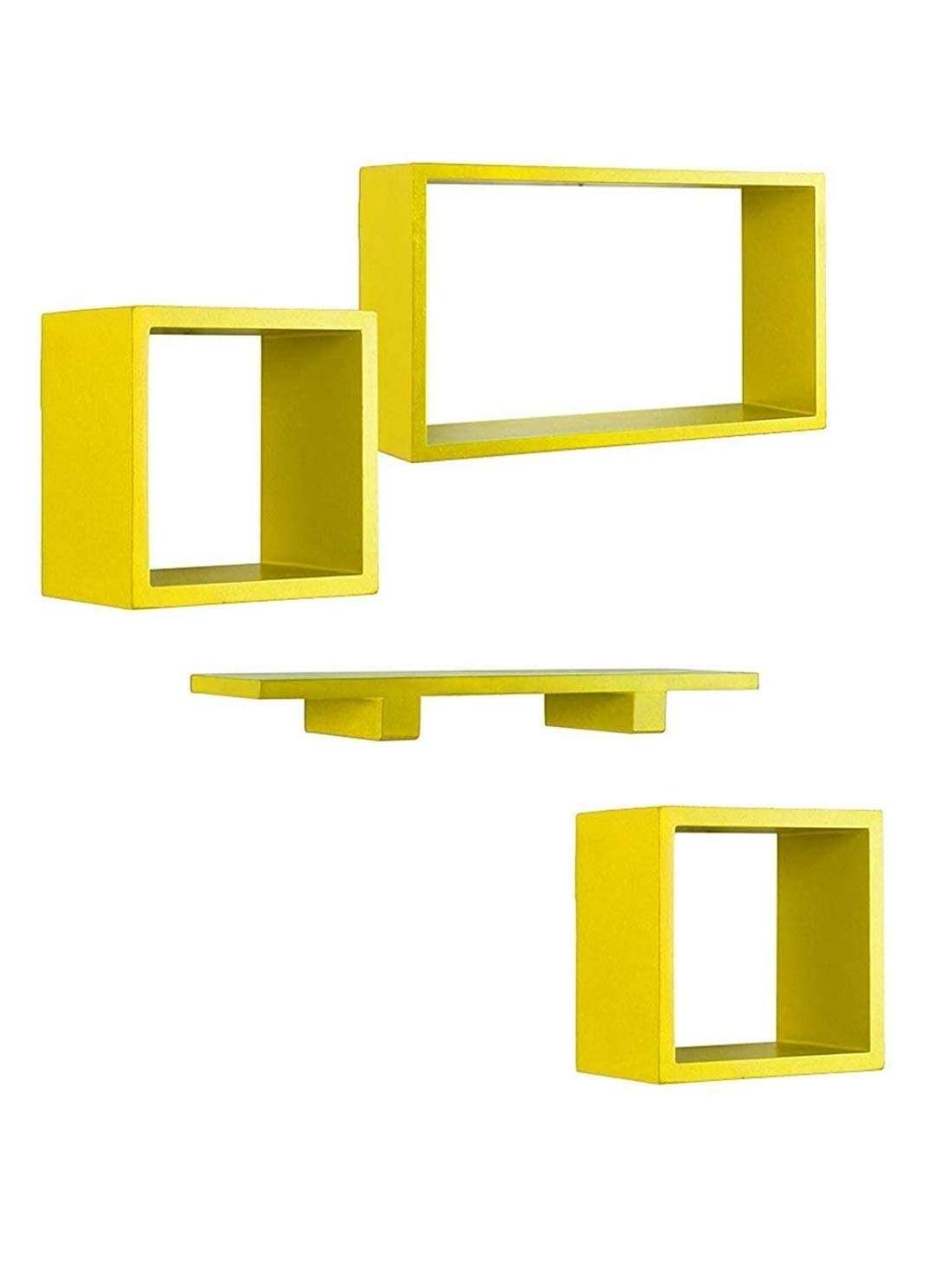 Royal Store Wooden Wall Shelves/Shelf for Living Room Cube | Set of 4 (Standard Yellow) 3