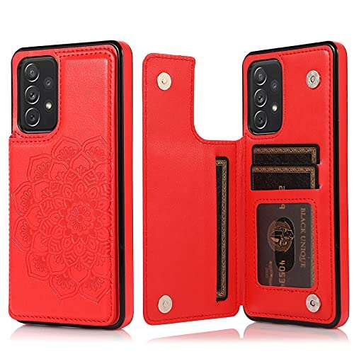 ACXLIFE Galaxy A52 5G Case A52 4G Card Holder Wallet Protective Cover with Card Slot and Slim Leather Case for Samsung A52 (Rose Gold) 1