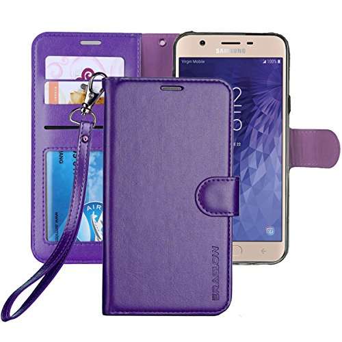 ERAGLOW Galaxy J7 2018 Case/J7 V 2nd case/J7 Refine/J7 Star/J7 Aero/J7 Crown/J7 Top/J7 Aura/J7 Eon Case,Luxury PU Leather Wallet Flip Protective Case Cover for Samsung Galaxy J737 (Purple) 1