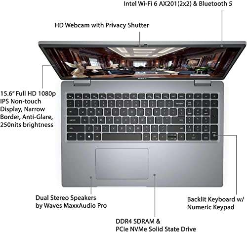 DELL Latitude 5520 Business Laptop, 15.6" FHD Display, Intel Core i5-1145G7 vPRO, 32GB DDR4 RAM, 1TB SSD, IR Camera, HDMI, Backlit Keyboard, Wi-Fi 6, RJ-45, Thunderbolt 4, Windows 11 Pro 3