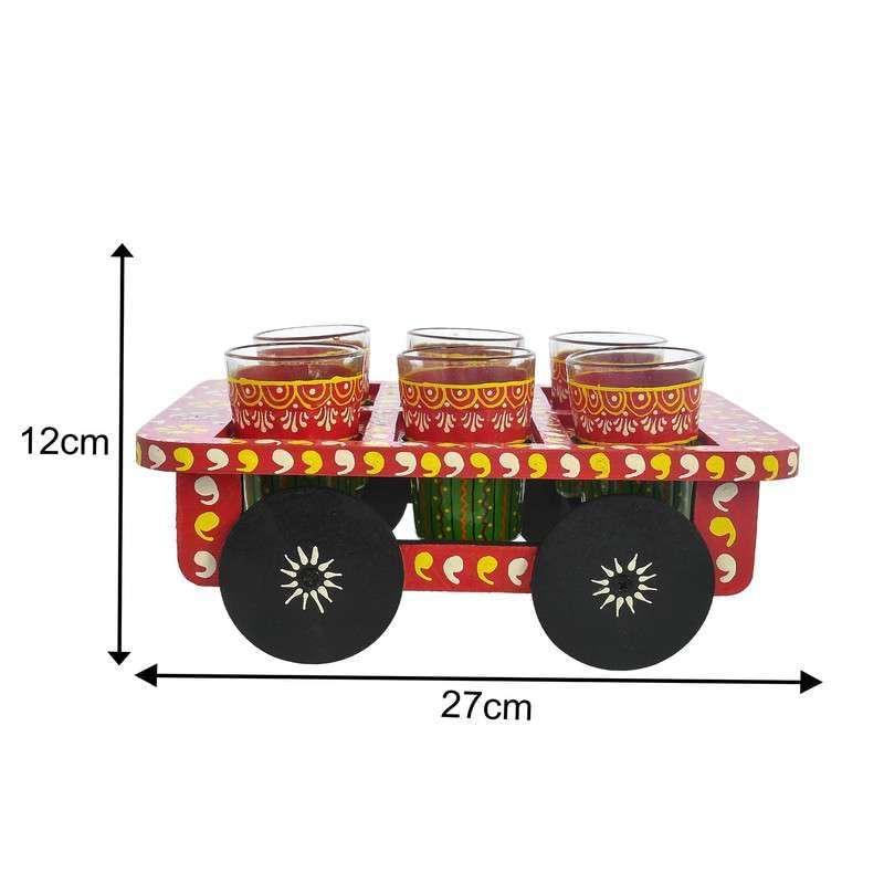 Enchanter vision HandPainted Alluminium Tea Kettle with 6 Glasses and Wooden Tray For Home Dcor Tea Party Serving-01 3