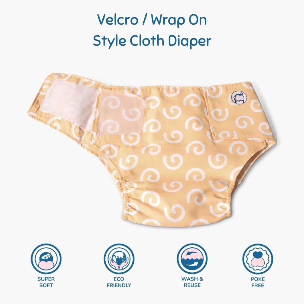 Baby Munkin | Reusable Diaper For 6 To 12 Months | Reusable Cloth Diaper | Assorted Adjustable | Velcro | Yellow | S 4