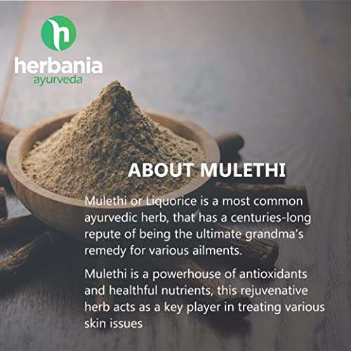Herbania Mulethi Powder Pure Natural Organic Licorice Root Powder Indian Made Control Damage Lab Tested Helps in Skin Whitening Blemishes Fairness for Body Skin and Hair - (1 Pack) 2