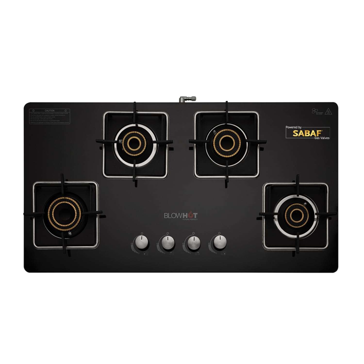 BLOWHOT Auto-Ignition Premium Hybrid Design Quartz 4 Burner Gas Stove, Hybrid Hob, Toughened Glass Top, SABAF Gas Valve, 2 Years Warranty on Burner, 5 Years Warranty By Blowhot on Glass & Gas Valve 1