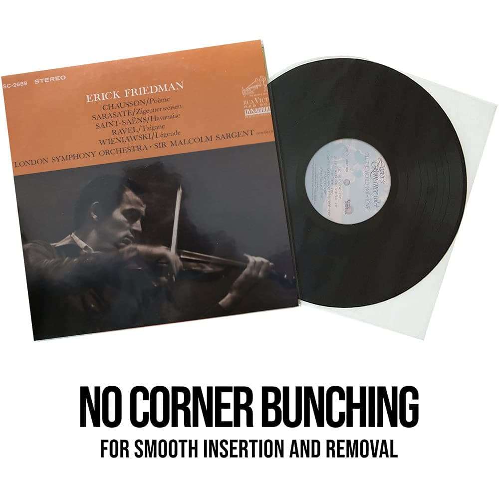 12 inch LP Vinyl Record Inner Sleeves Vinyl Inner Sleeves Collector Protector Sleeves for Vinyl Record Storage, 50-Pack Round Bottom Protective Sleeves Covers for 12” Albums 6