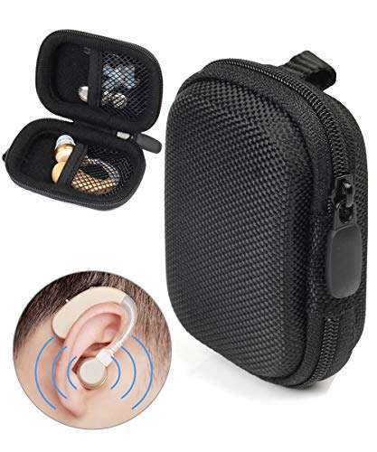 WGear Designed Protective Case for Hearing Aid, Hearing Amplifier, Personal Sound Amplifier, Hearing Device, Listening Device, Strong Mini Case with Mesh pocket, Universal design (Ballistic Black) 1
