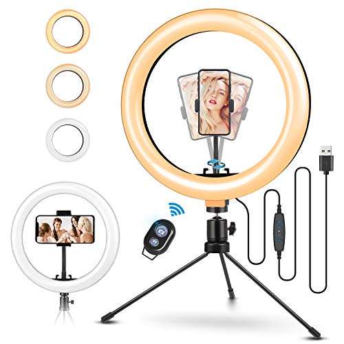 ELEGIANT 10.2 Selfie Ring Light with Tripod Stand, Ring Light with Cell Phone Holder with Remote Ringlight 3 Modes & 11 Brightness for Live Stream Makeup YouTube Tiktok Photography Video Conference 1