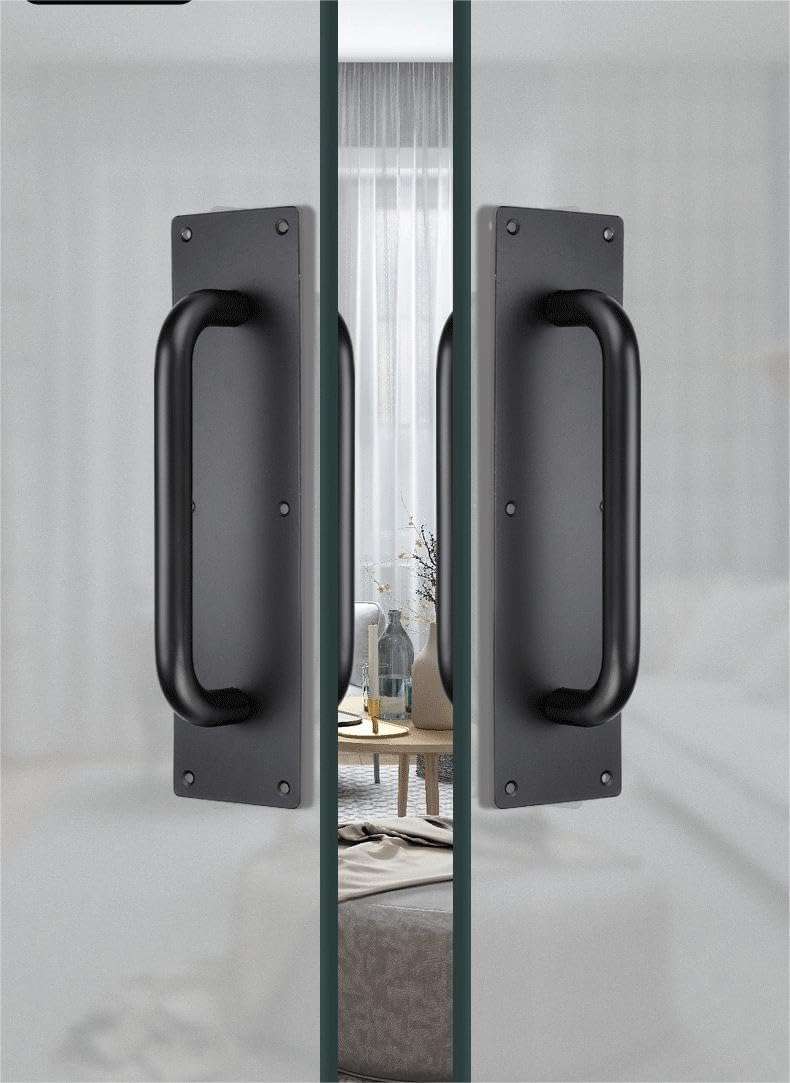 SUYA 12 Inches Push Pull Door Handles Premium Commercial Sliding Barn Door Handle Pull and Push Plate for Front/Back Door/Mark/Restaurant/High Traffic Areas,Matte Black (2pcs) 5