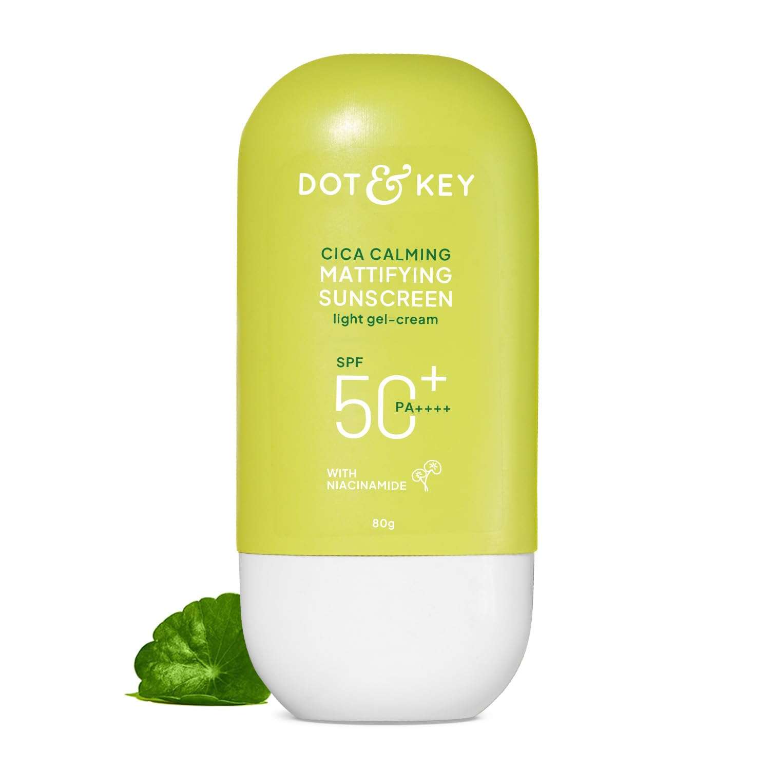 Dot & Key CICA Calming Mattifying Sunscreen SPF 50 PA++++ In-Vivo Tested | For Oily Acne Prone & Sensitive Skin | UVA/UVB Protection | No White Cast, Ultra Light, Fragrance Free & Quick Absorbing | 80g 1