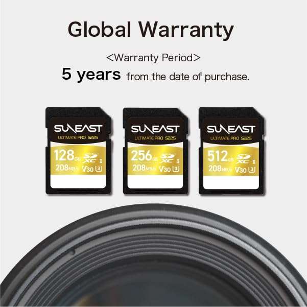 SUNEAST Ultimate Pro 256GB SDXC UHS-I Memory Card – Up to 208MB/s Read, 170MB/s Write, V30, U3, C10, High Speed SD Card for 4K UHD Video, DSLR and Camera 6