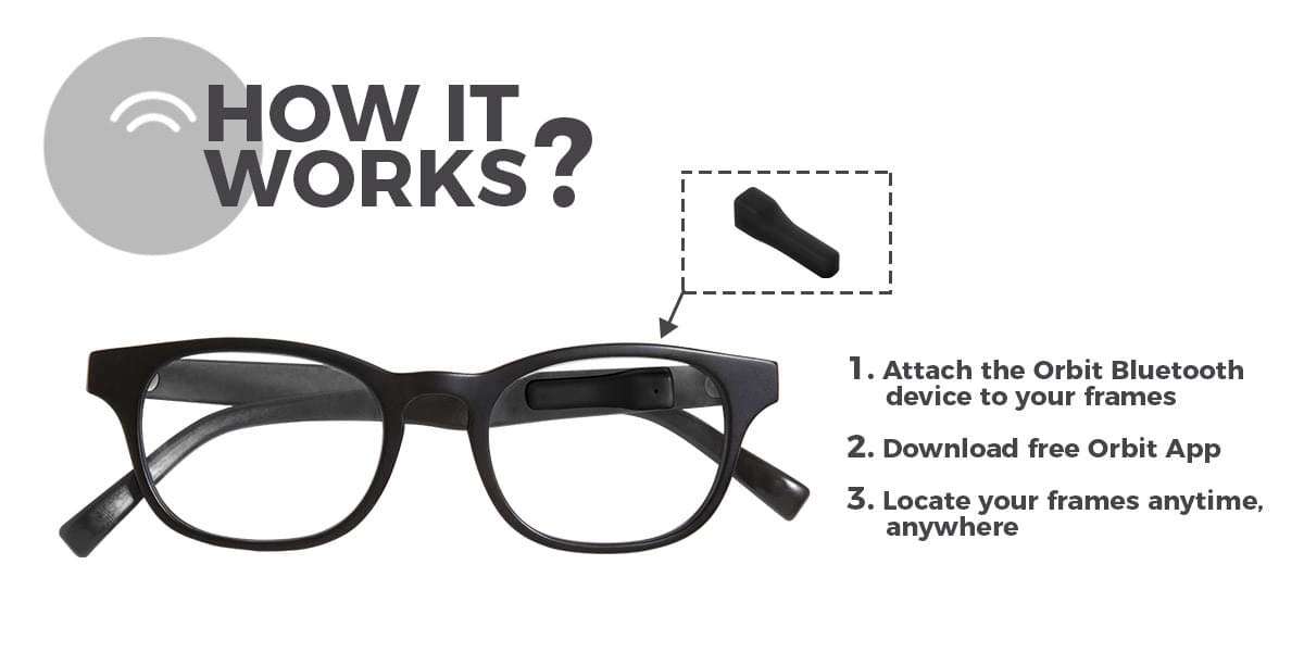 Lost Eye Glasses Locator Attaches to Your Glasses, Connects Wirelessly to a Smartphone via Bluetooth and uses a Free iOS/Android App, Compatible with Alexa 2