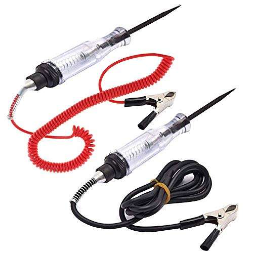 TuNan 2 Pcs 6-12-24V DC Car Circuit Tester Light, Professional Auto Voltage Continuity Test, Automotive Electrical Volt Test Light/Long Probe for Wire/Fuse/Socket and More - 2 Types 1