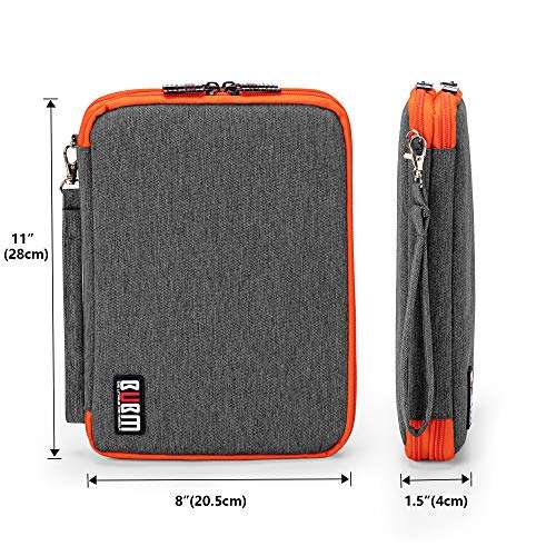 BUBM Travel Cable Organizer, Universal Electronic Accessories Bag Gear Storage for Cord, USB Flash Drive, Earphone and More, Perfect Size for iPad (Large, Grey and Orange) 5