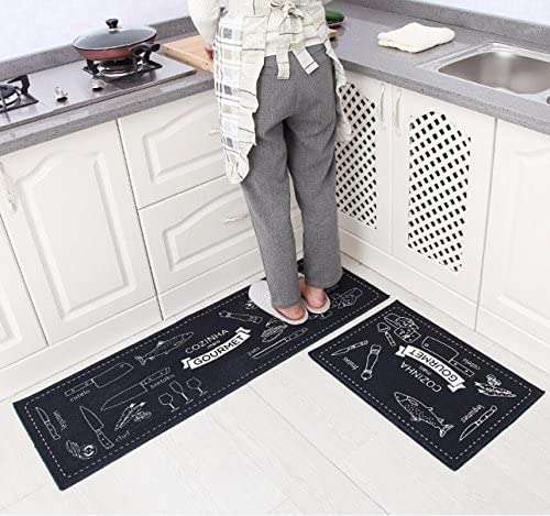 WorldCare® 2Pcs Modern Kitchen Cheaper Anti-Slip Area Rugs Living Room Balcony Bathroom Carpet Set Doormat Bath Mats : Style 23 3