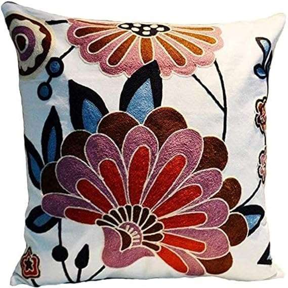 FIDROX Comfortable Soft Big Embroidery Cushion Cover Case Pillowcases Decorative Square Throw Pillow Case Protectors for Home Decorating Bedroom Living Room Pack of 1 1