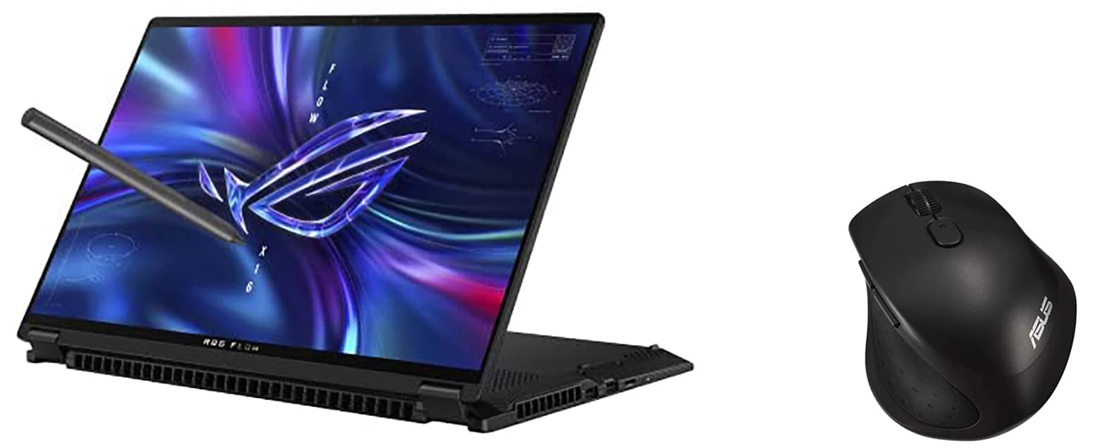ASUS ROG Flow X16 (2022), 16" (40.64 cm) QHD+ 16:10 165Hz/3ms Touch, AMD Ryzen 7 6800HS, 6GB RTX 3060, 2-in-1 Gaming Laptop, GV601RM-M6054WS MW203 Wireless Silent Mouse (Black)
